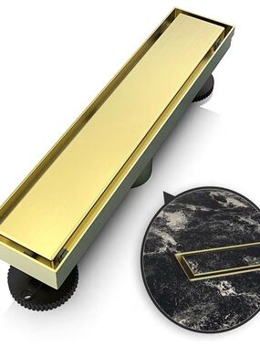 Brass Finish Linear Floor Drain 12 inch- Gold